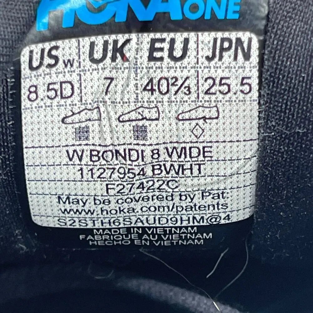 Hoka One One Bondi 8 Shoes Womens Size 8.5 D Black Running Comfort Walking Gym